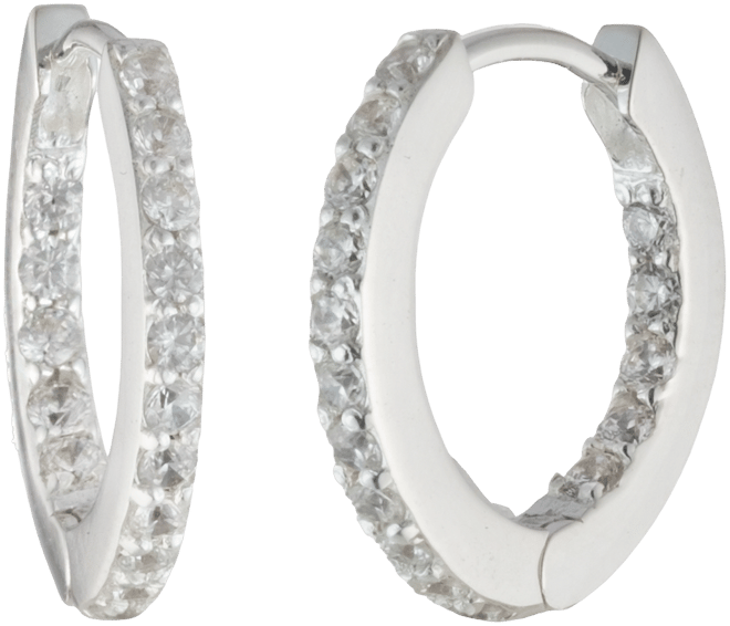 Lauren  Sterling Silver and Cubic Zirconia Huggie Hoop Earring