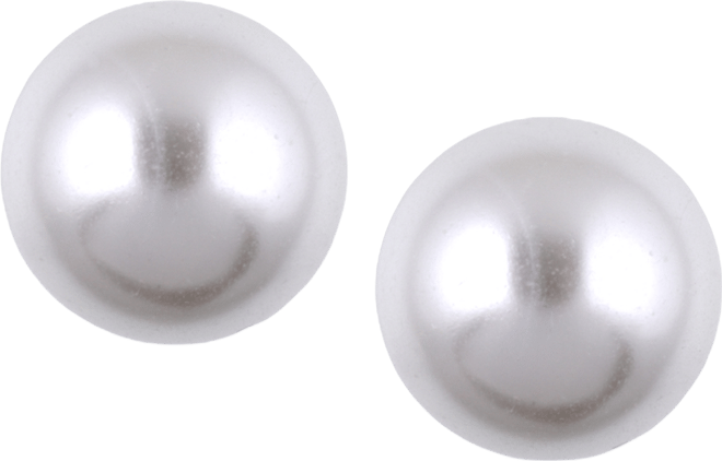 Silver-Tone Imitation Pearl Stud Earrings