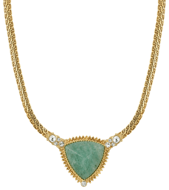 Gold-Tone Semi Precious Triangle Stone Necklace
