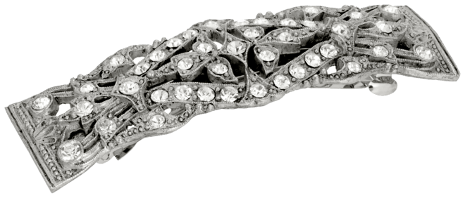 Women's Silver-Tone Crystal Bar Barrette