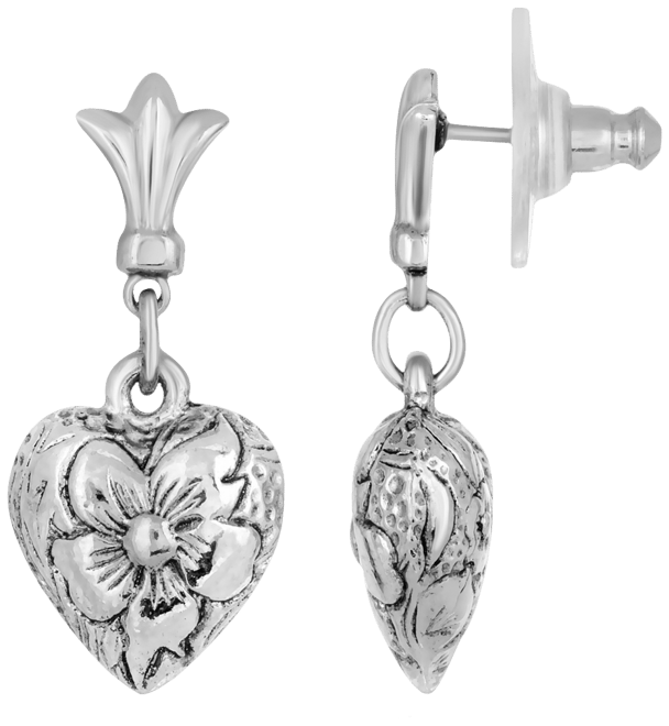 Textured Heart Drop Earrings