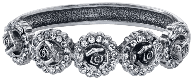 Silver-Tone Crystal Flower Bracelet