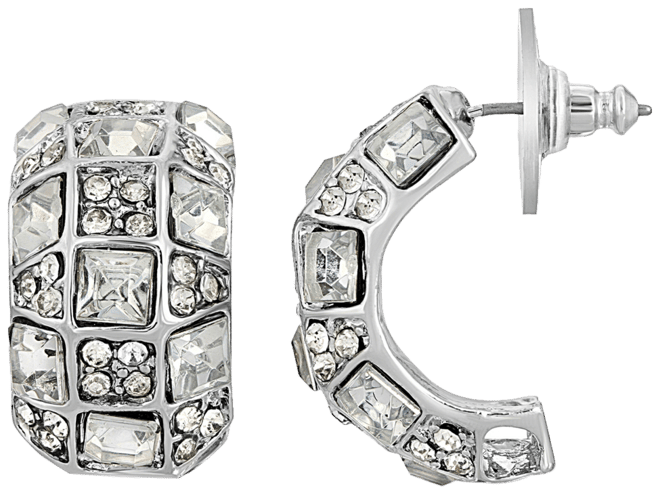 Silver-Tone Crystal Earrings