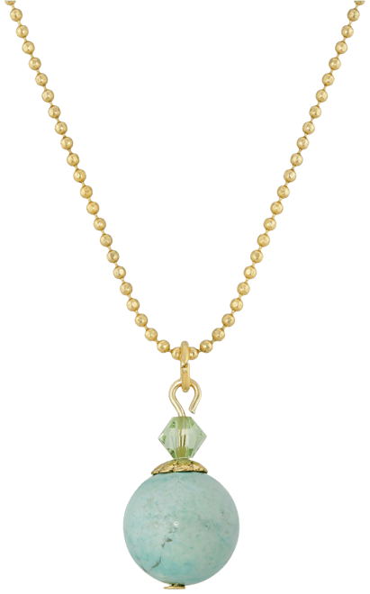 Gold-Tone Semi Precious Turquoise Round Beaded Drop 18" Necklace