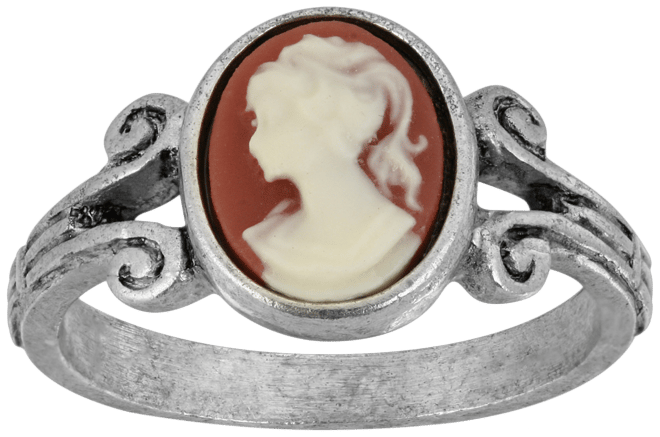 Pewter Carnelian Cameo Oval Ring