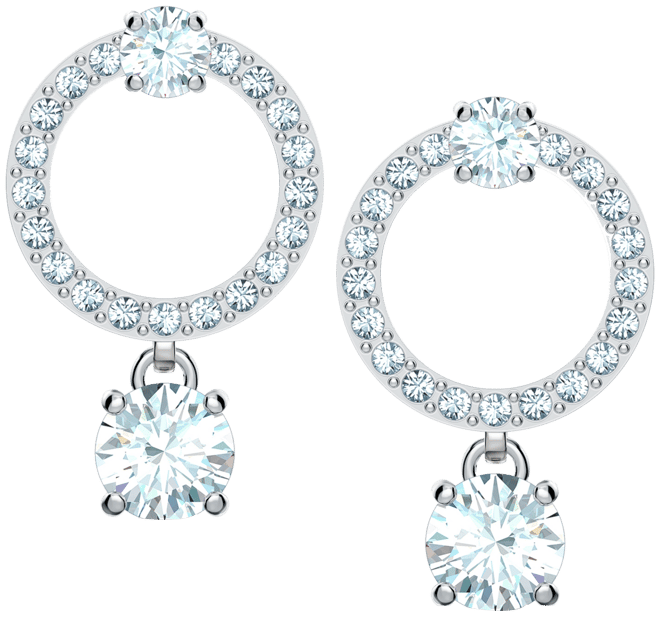 Silver-Tone Crystal Circle & Charm Drop Earrings