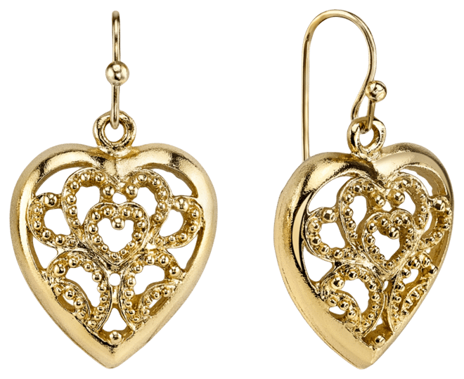 Filigree Heart Drop Earrings