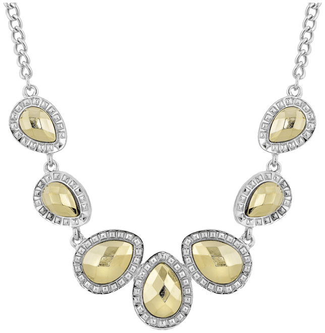 Silver-Tone and Gold-Tone Teardrop Collar Necklace