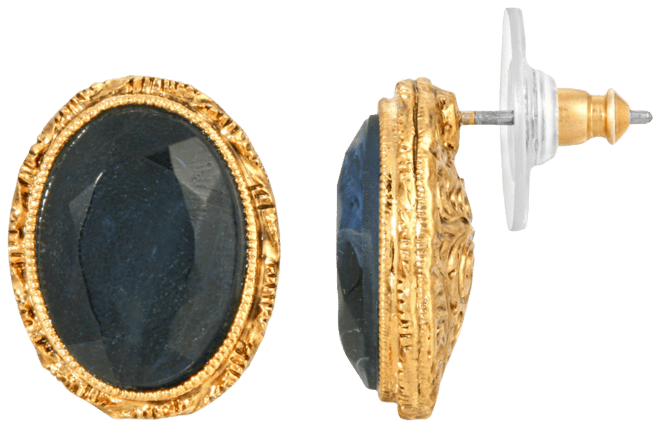 Women's 14K Gold-tone Blue Oval Stud Earrings