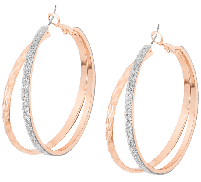 Guess rose gold hoop earrings sales