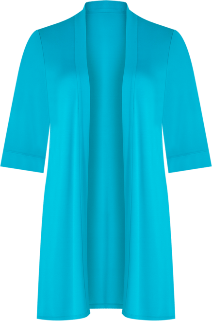 Open Front Elbow Length Sleeve Plus Size Cardigan