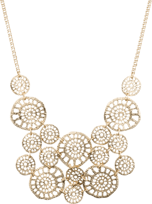 Gold-Tone Textured Disc Drama Necklace