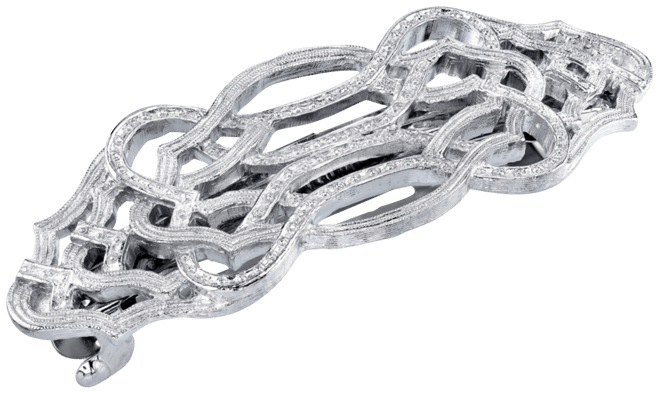 Silver-Tone Hair Barrette with Scroll Design