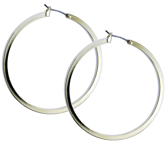 1 1/2" Gold-Tone Square Edge Hoop Earrings