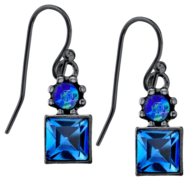 Black-Tone Blue Drop Earrings