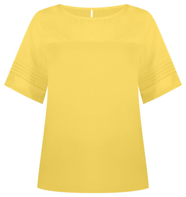 Plus Size Short Sleeve Crepe Top With Chiffon Yoke