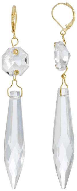 Women's Gold Tone Clear Crystal Linear Drop Earrings