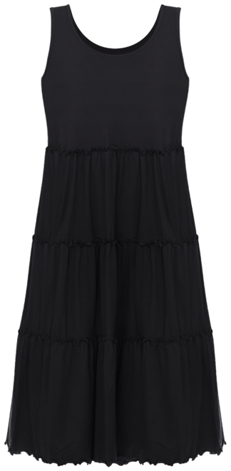Plus Size Scoop Neck Tiered Midi Dress