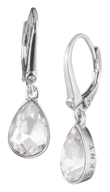 Crystal Logo Teardrop Drop Earrings