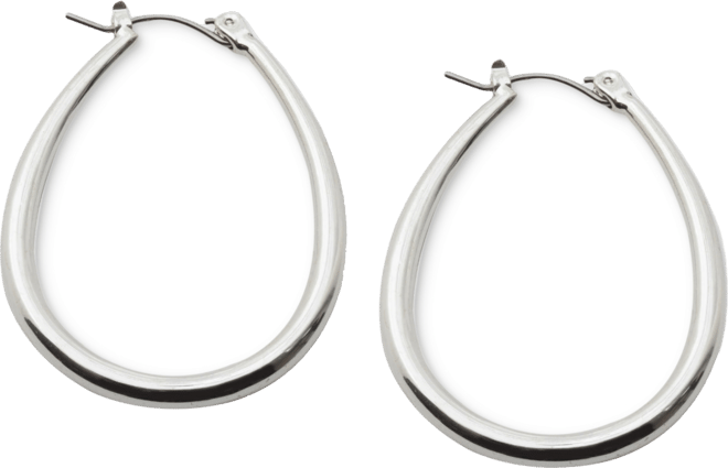 Elongated Small Hoop Earrings 1"