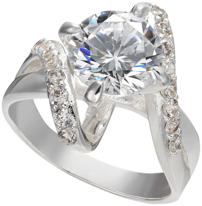 Crystal Stone Bypass Ring in Fine Silver Plate, Created for Macy's