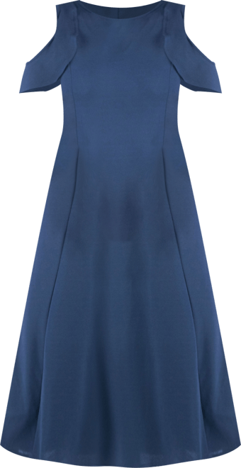 Plus Size Ruffle Cold Shoulder A Line Maxi Dress