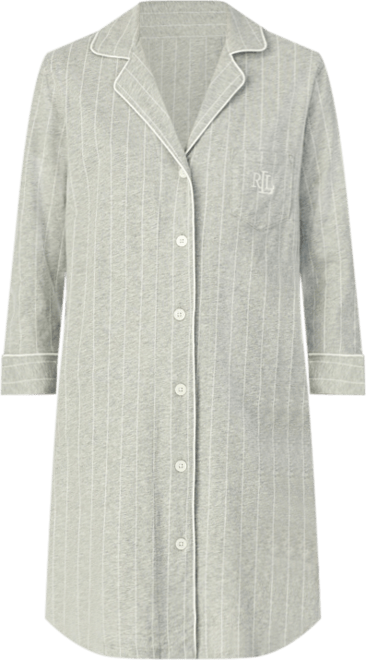 Knit Notch Collar Cotton Sleep Shirt