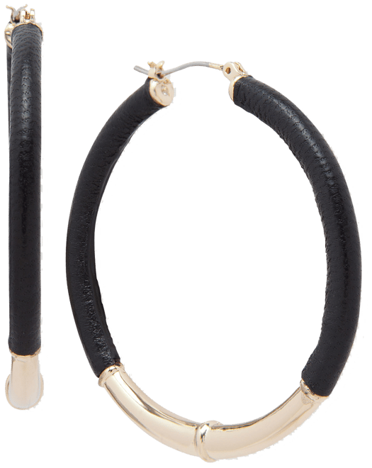 Medium Leather Hoop Earrings, 2"