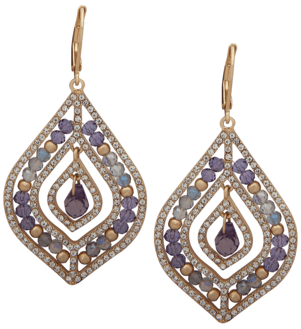 Pave & Stone Beaded Chandelier Earrings