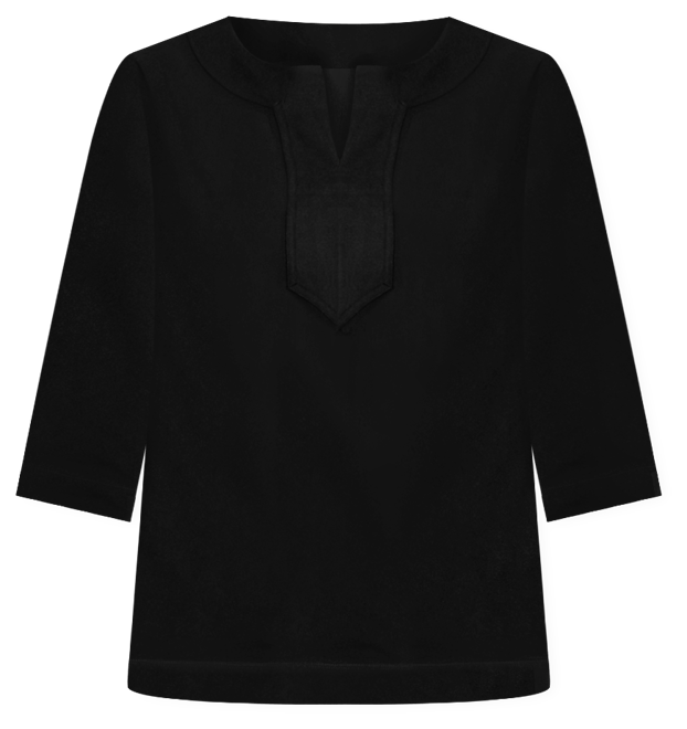 Women's Plus Size Split-Neck Three-Quarter Sleeve Cotton Tunic