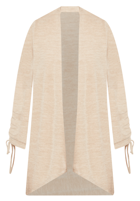 Open-Front Drawstring-Cuff Cardigan