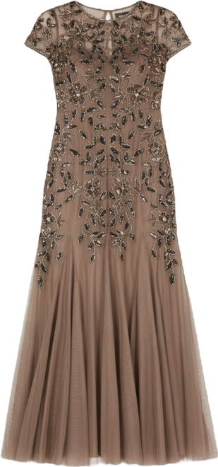 Size Floral-Beaded Gown