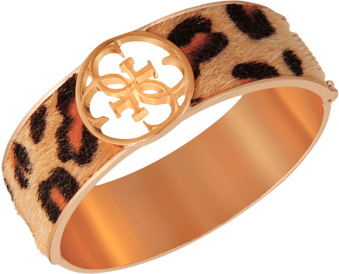 Gold-Tone Cheetah-Print Faux-Fur Animal Print Bangle Bracelet