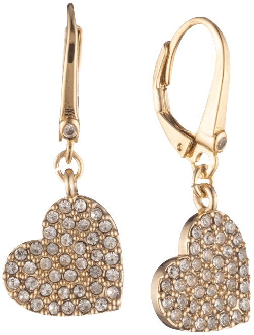 Crystal Heart Drop Lever Back Earrings