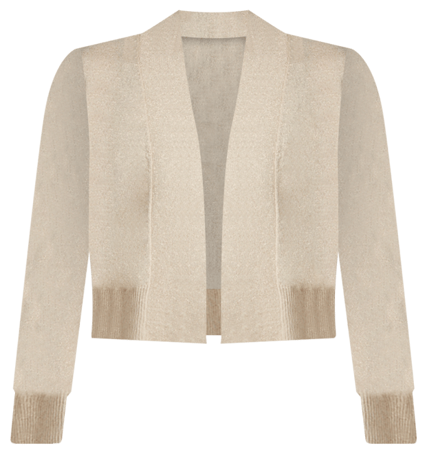 Three-Quarter-Sleeve Glitter Shrug Cardigan