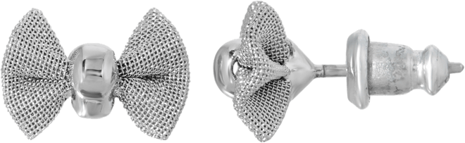 Silver-Tone Small Bow Stud Earring