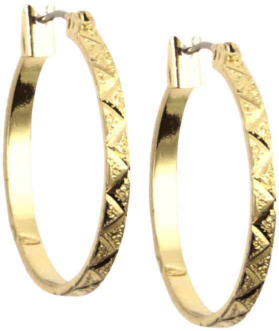 Gold-tone Textured Hoop Earrings, .86"