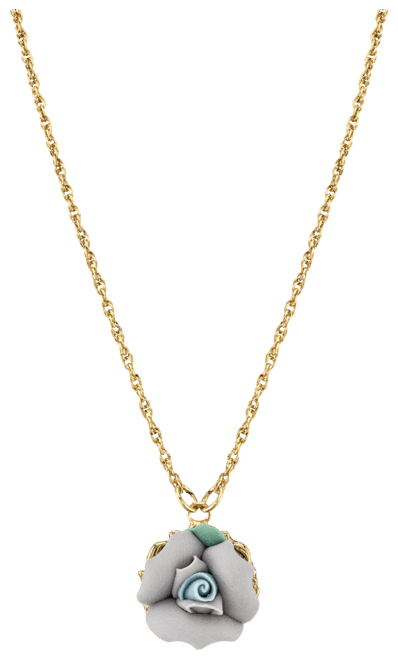 Gold-Tone Porcelain Pendant Necklace 16" Adjustable