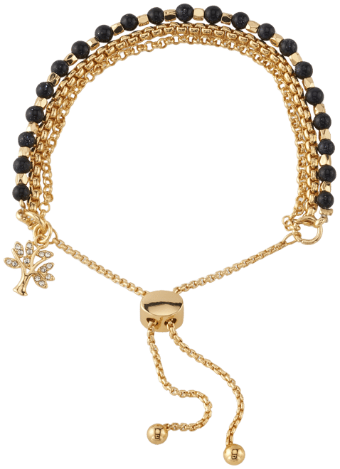 Blue Stone Crystal Tree Bolo Bracelet in Gold-Tone Plated and Silver Plated