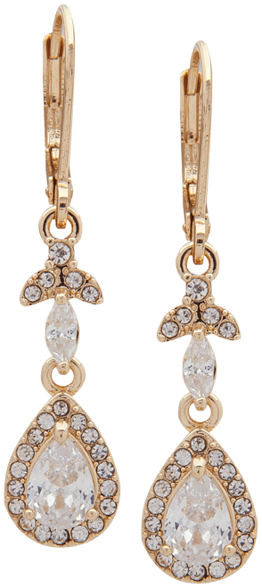 Gold-Tone Crystal Teardrop Chandelier Earrings