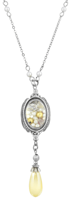 Antique-like Pewter Imitation Pearl Drop Spinner Necklace