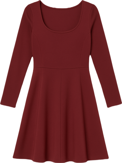 Women's Long Sleeve Knee Length Skater Dress