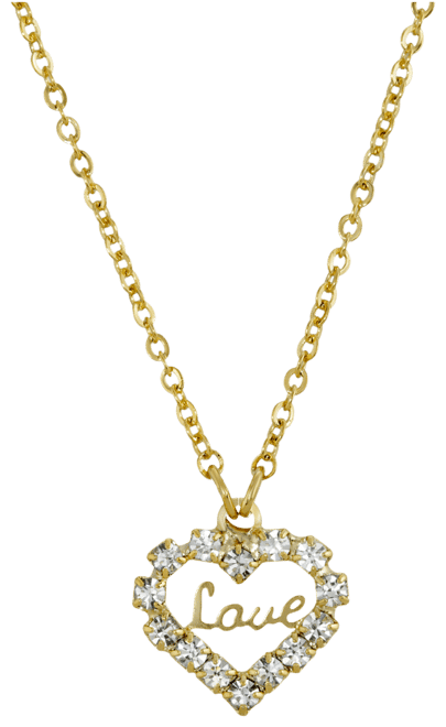 14K Gold-tone Crystal Accented Love Heart Pendant Necklace
