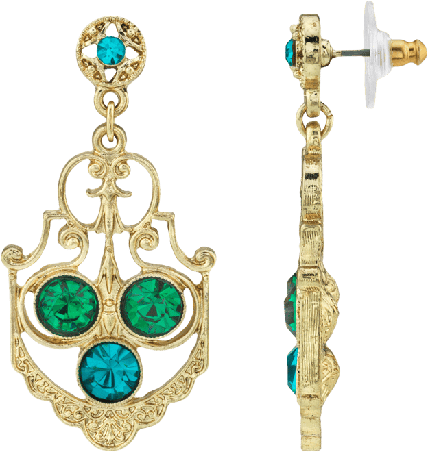 Gold-Tone Crystal Drop Earrings