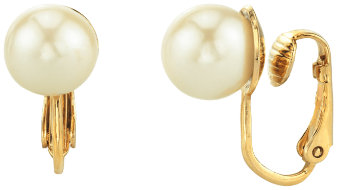 14K Gold-Dipped Imitation Pearl Clip Earrings