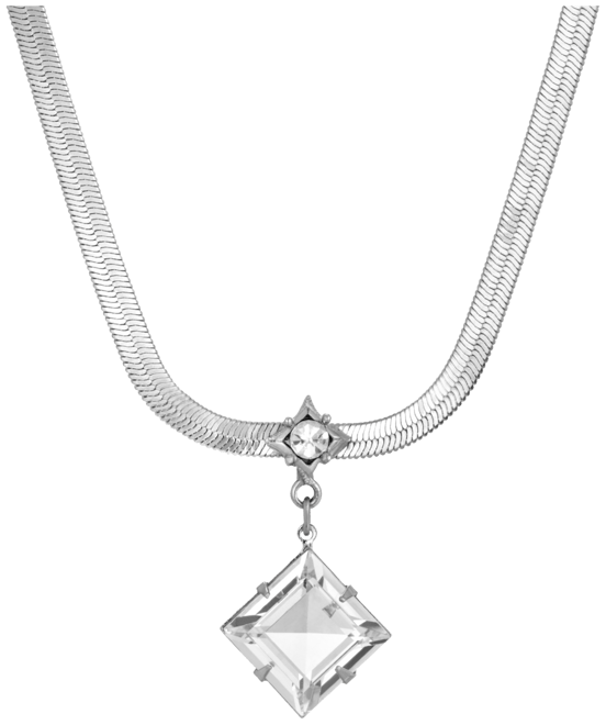 Women's Silver Tone Crystal Stone Necklace