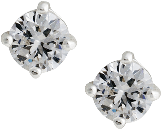 Silver-Tone Cubic Zirconia Stud Earrings