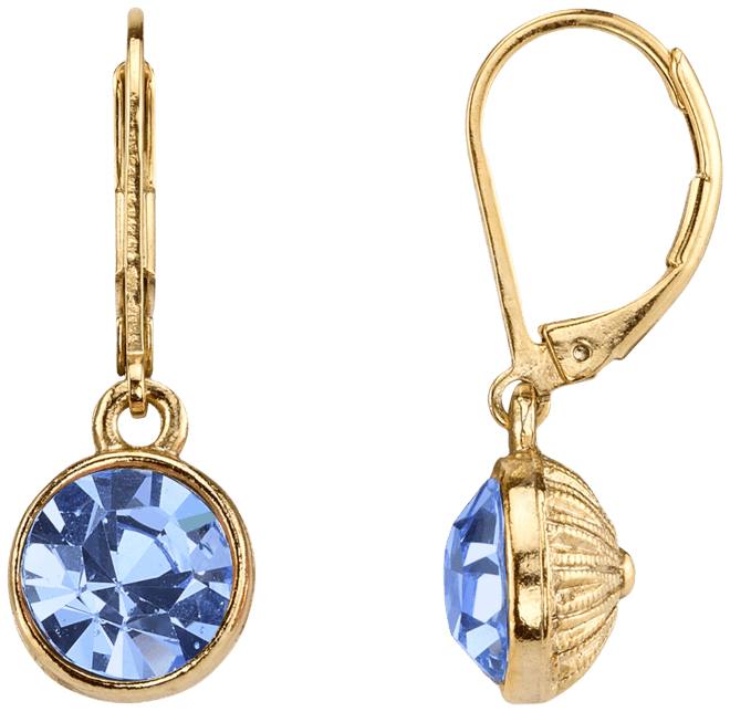 14K Gold-Dipped Lt. Sapphire Blue Faceted Drop Earrings
