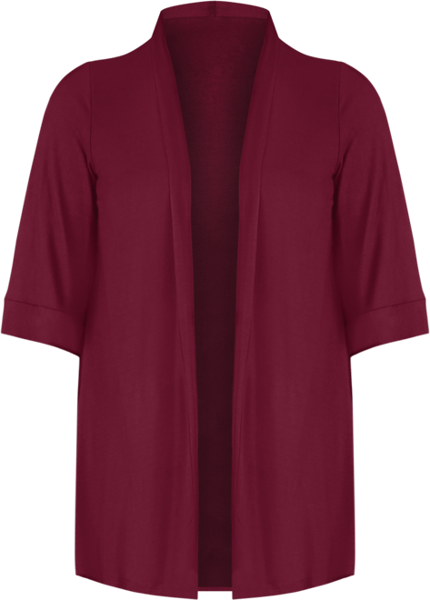 Plus Size Elbow Length Open Front Cardigan Sweater