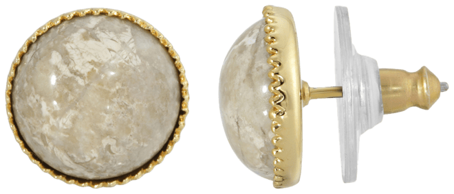 Gold-Tone Semi Precious Round Stud Earrings